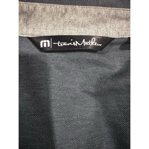 Travis Mathew Men's Polo Shirt Large Blue With Gray Pocket - Picture 6 of 7